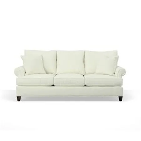 Customizable Sofa with Panel Arms, Boxed Border Backs and Tapered Legs